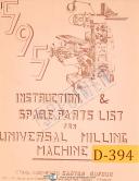 Dufour-Dufour Gaston No. 595, Universal Milling, Instructions and Spare Parts Manual-595-No. 595-01